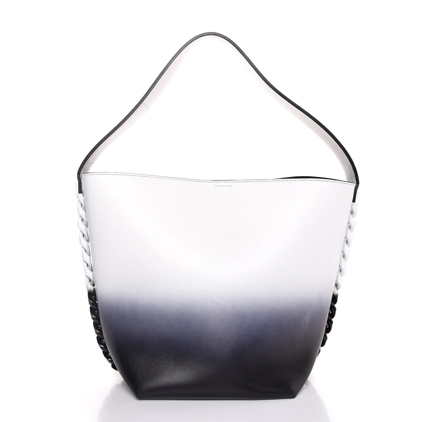 Calfskin Degrade Infinity Bucket Bag Black White