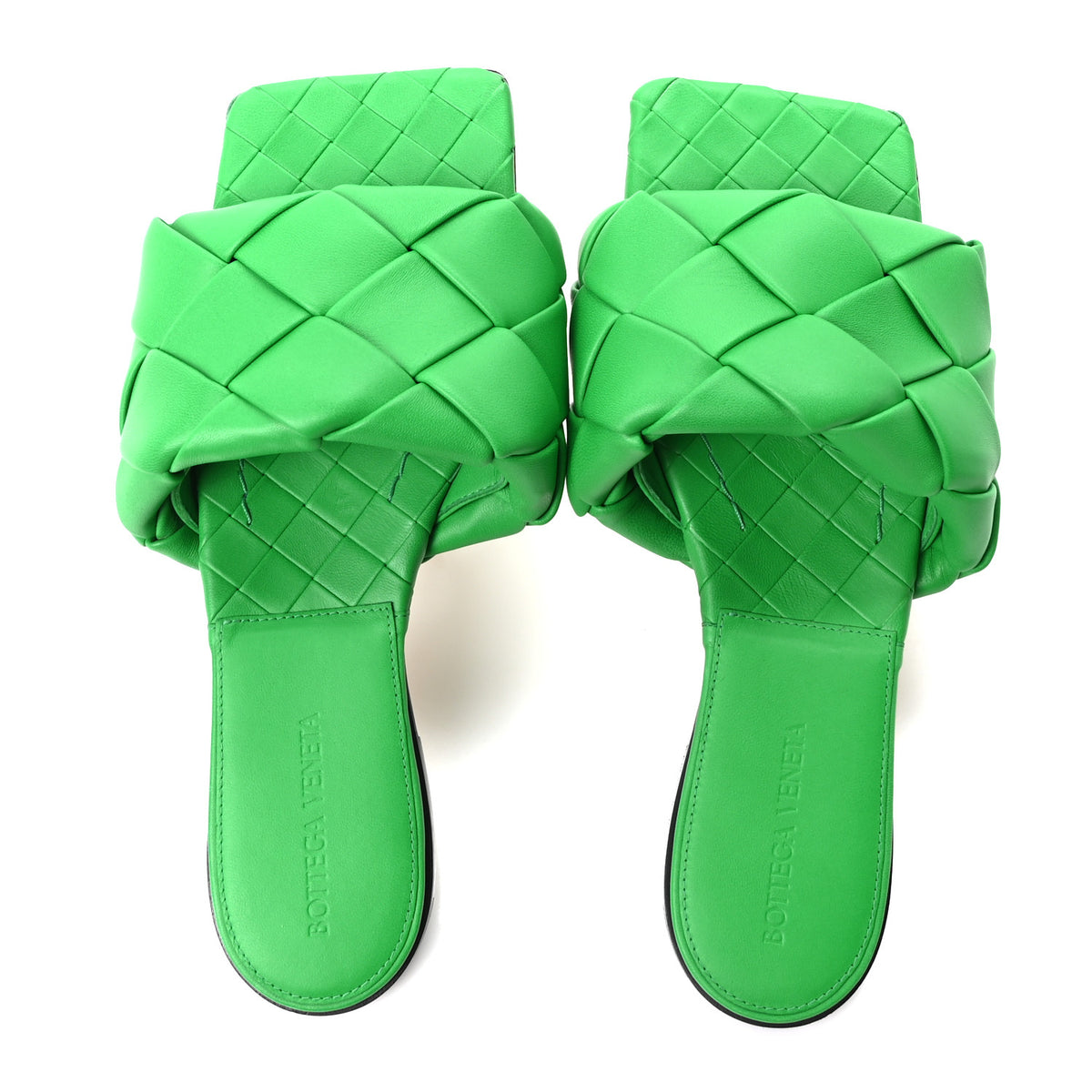 Nappa Maxi Intrecciato Lido Flat Sandals 38 Grass