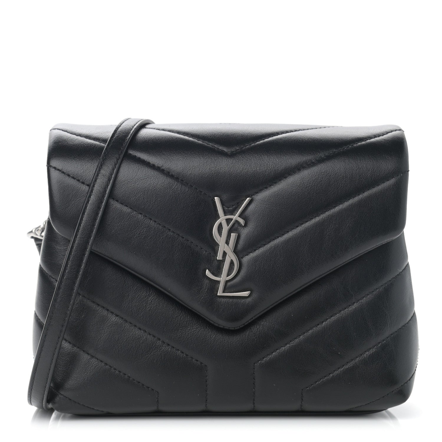 Saint Laurent Calfskin Y Quilted Monogram Toy Loulou Crossbody Bag Black 1 of 12