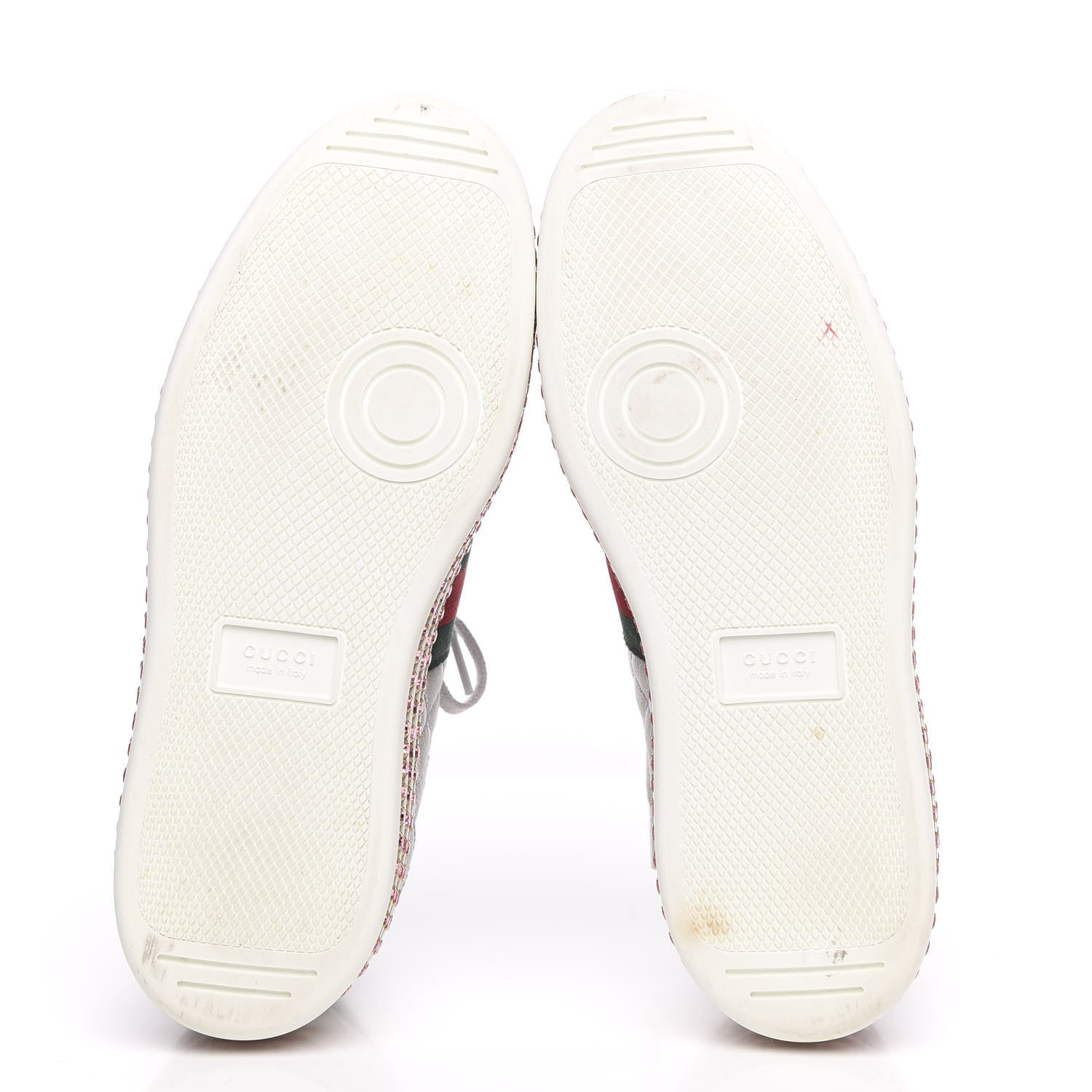 Gucci Laminated Nappa Crystal Web Bee Embroidered Trapuntata Womens Ace Platform Sneakers 36.5 Argento 5 of 8