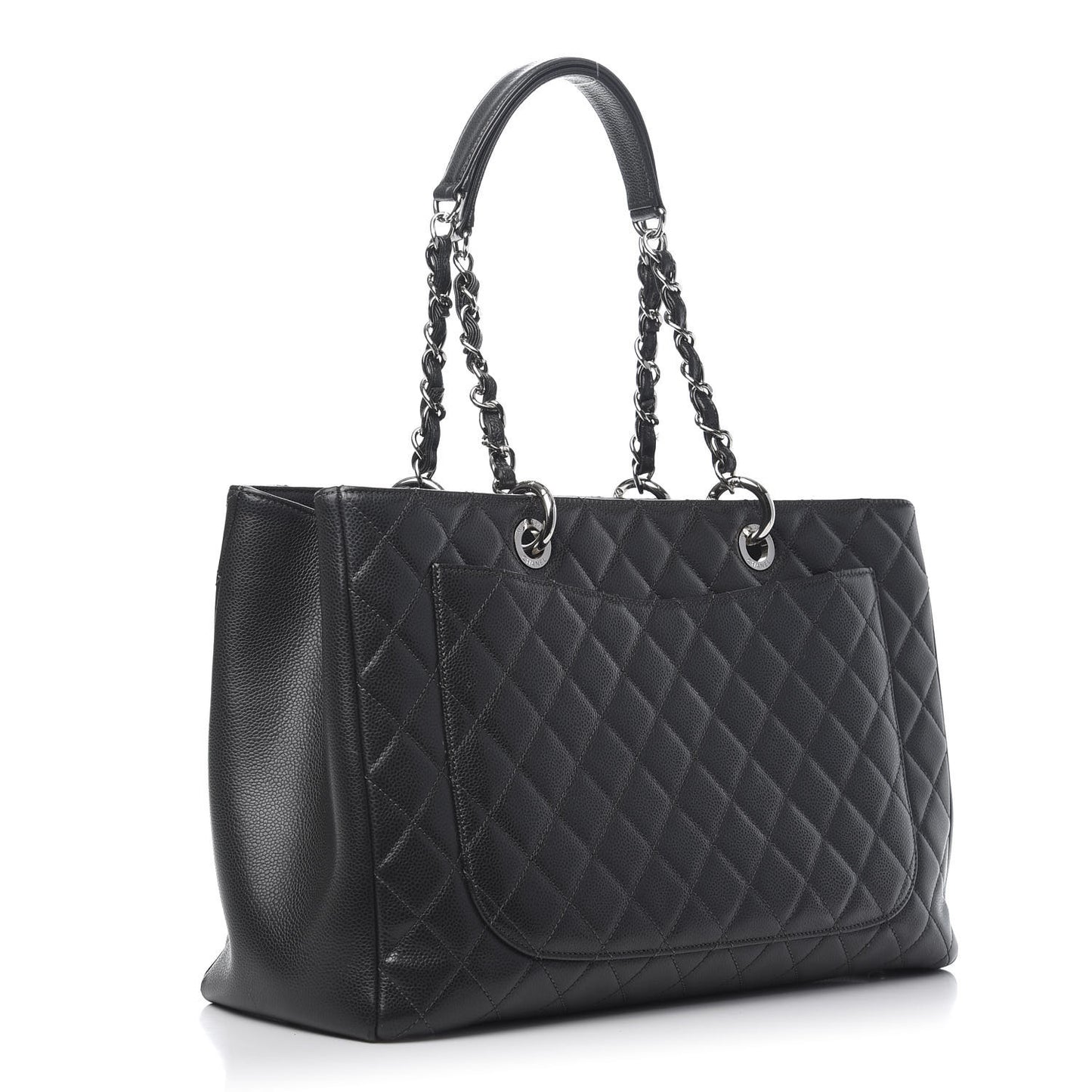 Caviar Quilted XL Grand Shopping Tote GST Dark Grey