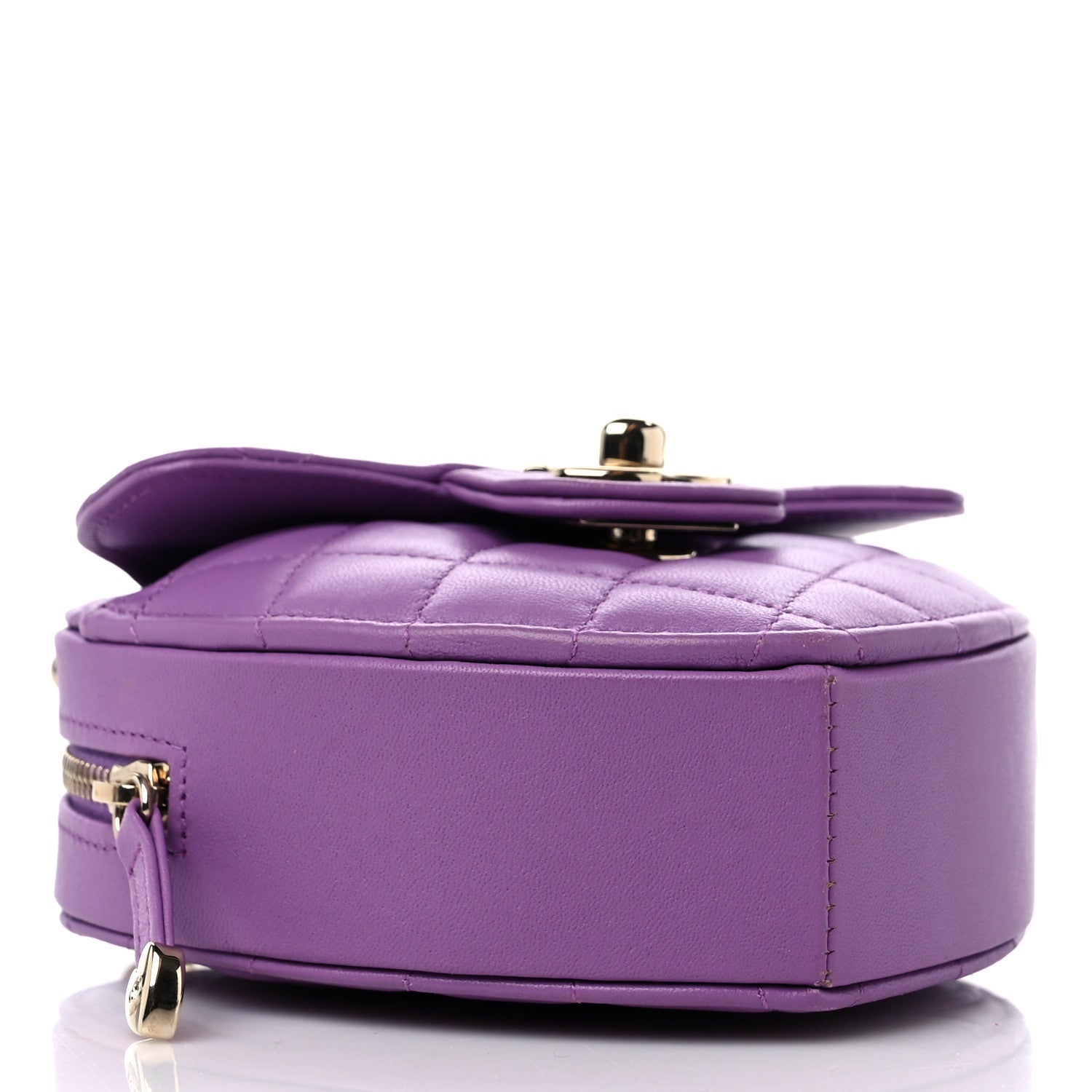 Chanel Lambskin Quilted CC In Love Heart Clutch With Chain Purple 4 of 9