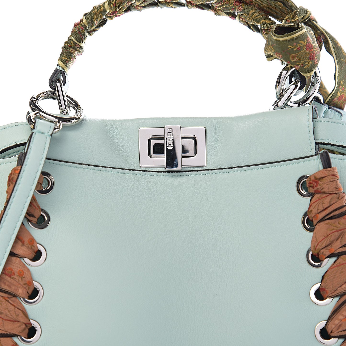 Nappa Ribbon Lace Up Mini Peekaboo Iconic Satchel Fairy Green
