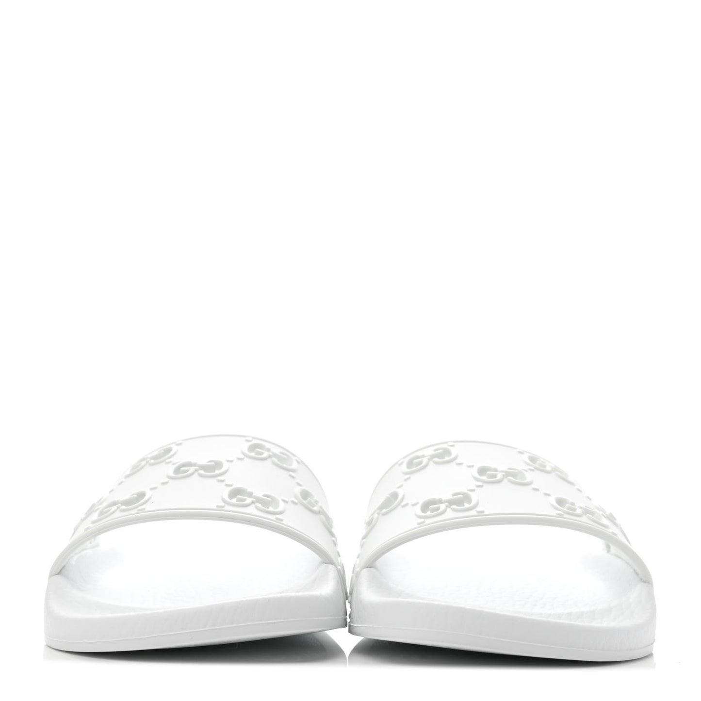 Rubber GG Monogram Perforated Womens Slide Sandals 35 Great White