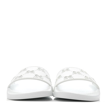 Gucci Rubber GG Monogram Perforated Womens Slide Sandals 35 Great White 2 of 4