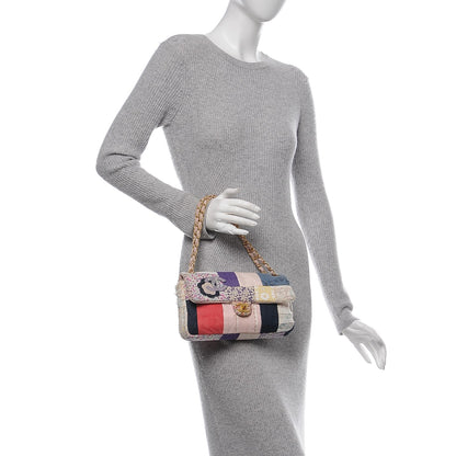 Chanel Fabric Patchwork Medium Flap Bag Pink 2 of 9