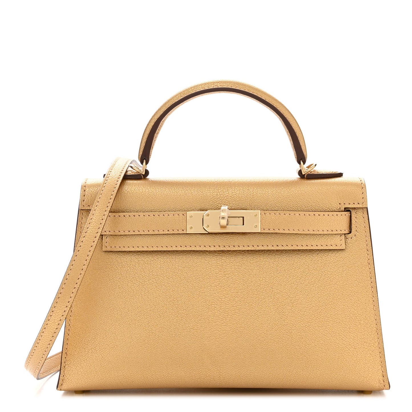 Metallic Chevre Chamkilight Mini Kelly Sellier 20 Dore