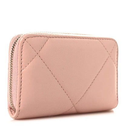 Chanel Lambskin Quilted 19 Zip Around Coin Purse Wallet Light Pink 3 of 8