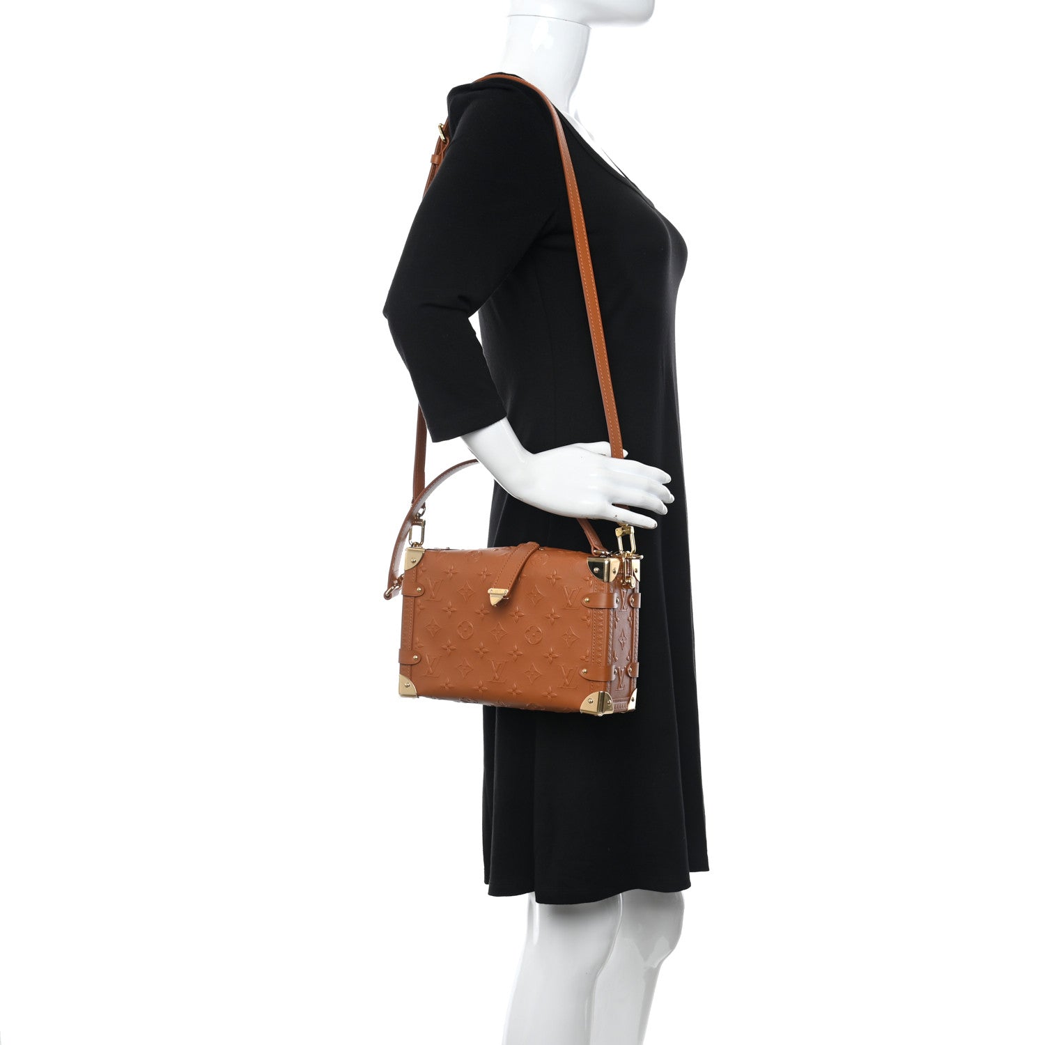 Louis Vuitton Calfskin Debossed Monogram Side Trunk Tan 2 of 10