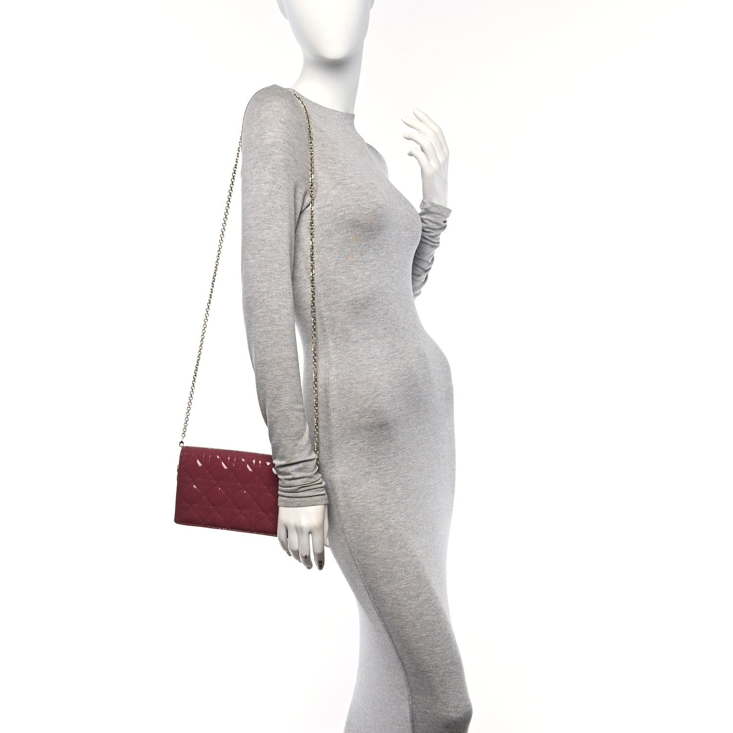 Christian Dior Patent Cannage Lady Dior Convertible Clutch  Mallow Rose 2 of 12