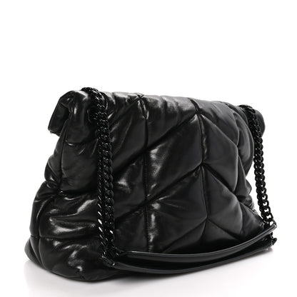 Saint Laurent SAINT LAURENT Lambskin Quilted Monogram Monochrome Medium Loulou Puffer Chain Satchel Black 3 of 11