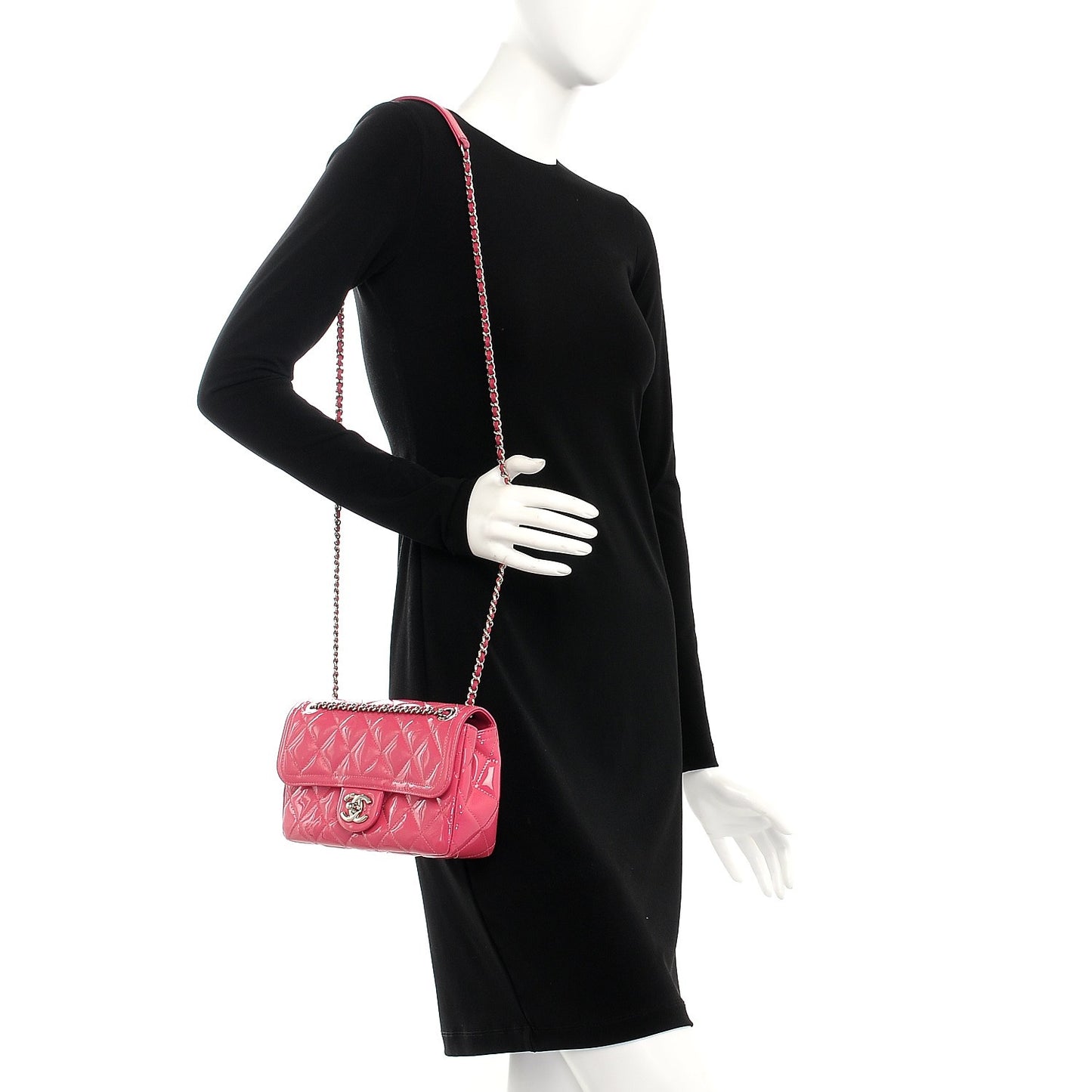 Patent Quilted Small Coco Shine Flap Pink