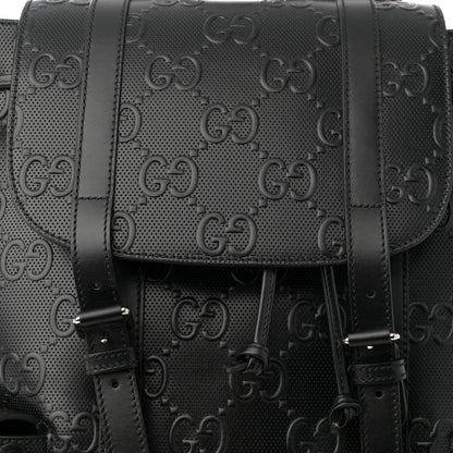 Gucci Calfskin GG Tennis Embossed Double Buckle Backpack Black 8 of 11