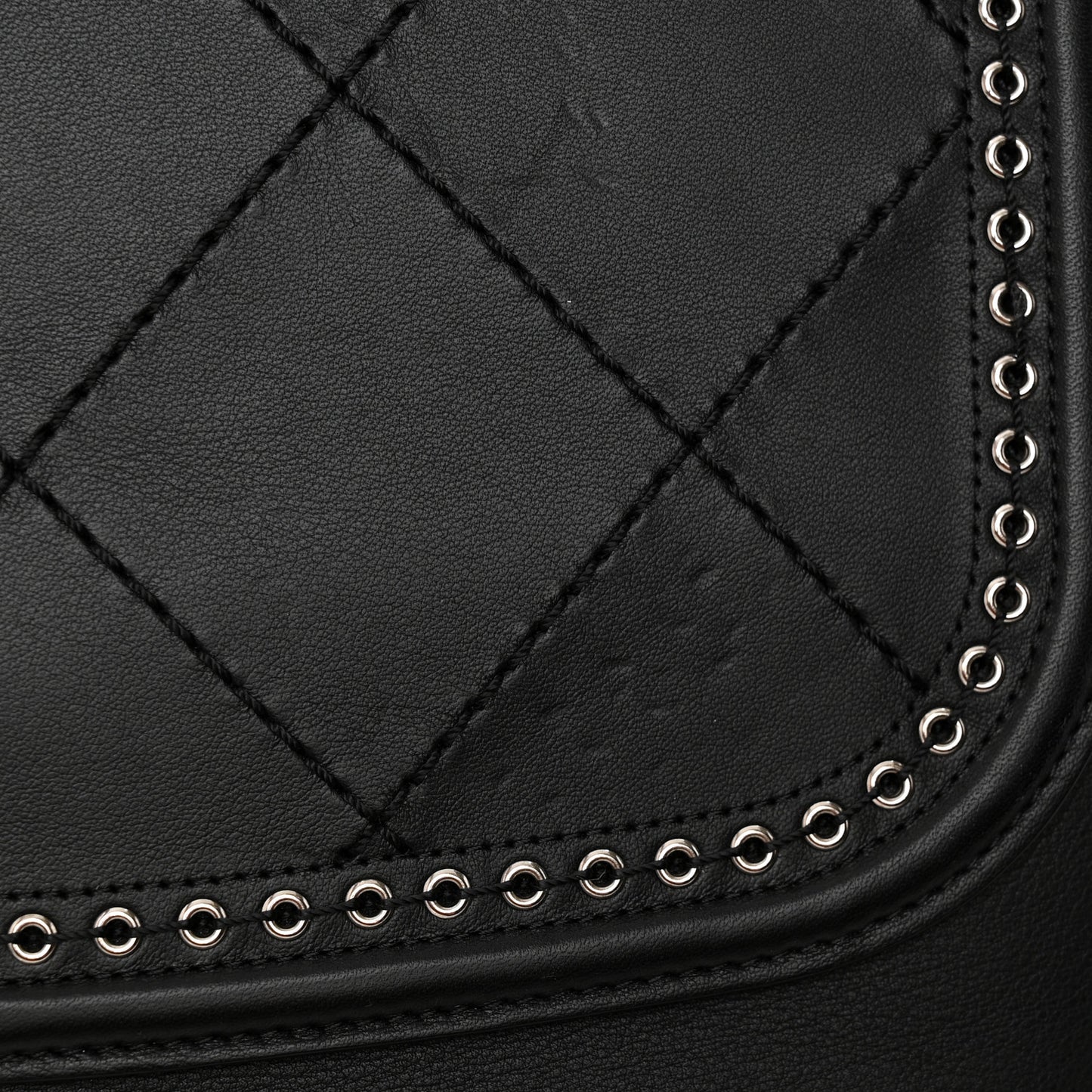 Grained Calfskin Large Coco Eyelets Shopping Tote Black