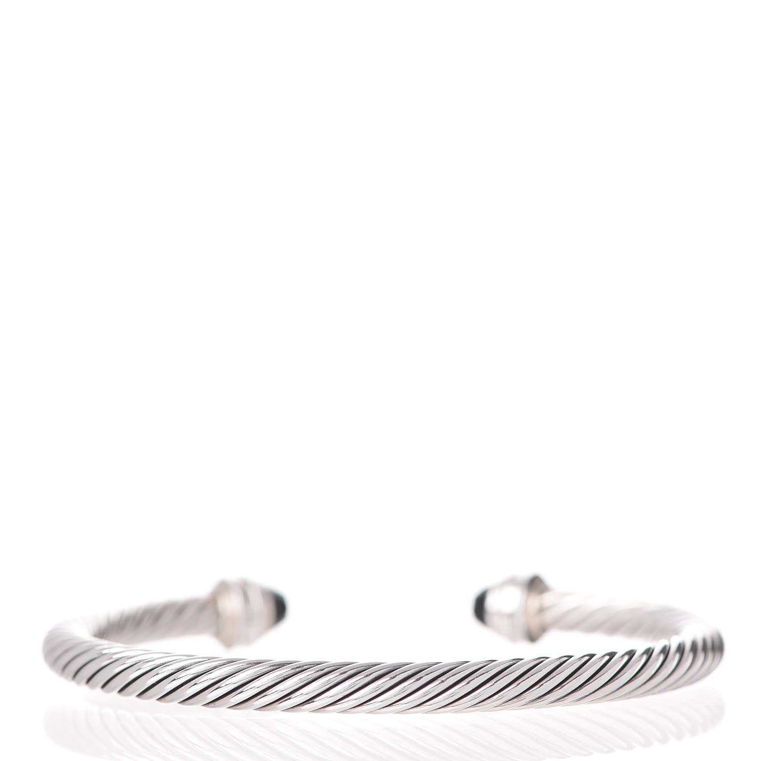 David Yurman Sterling Silver Diamond Black Onyx 5mm Cable Classics Princess Bracelet 3 of 5