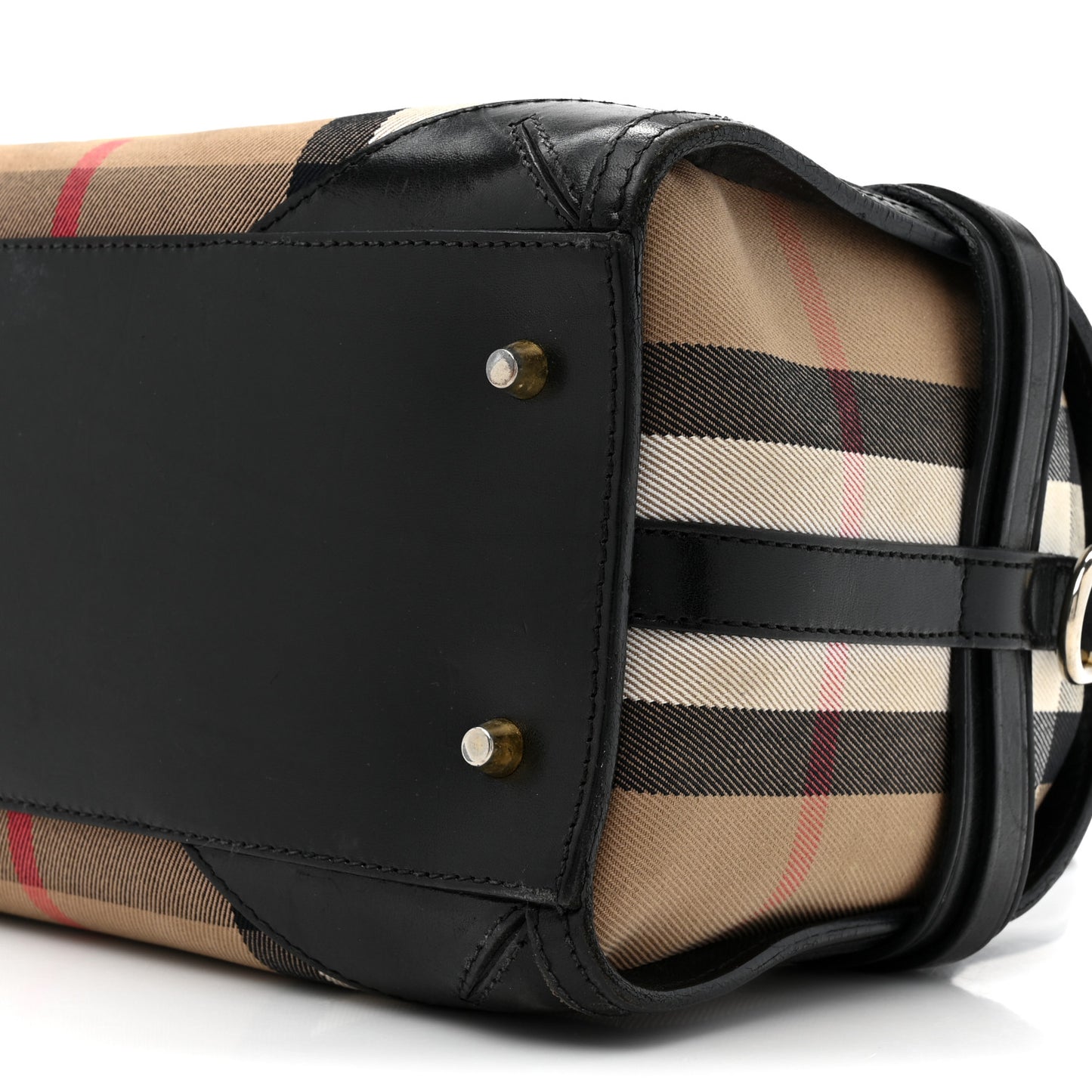 House Check Bridle Calfskin Medium Alchester Bowling Bag Black