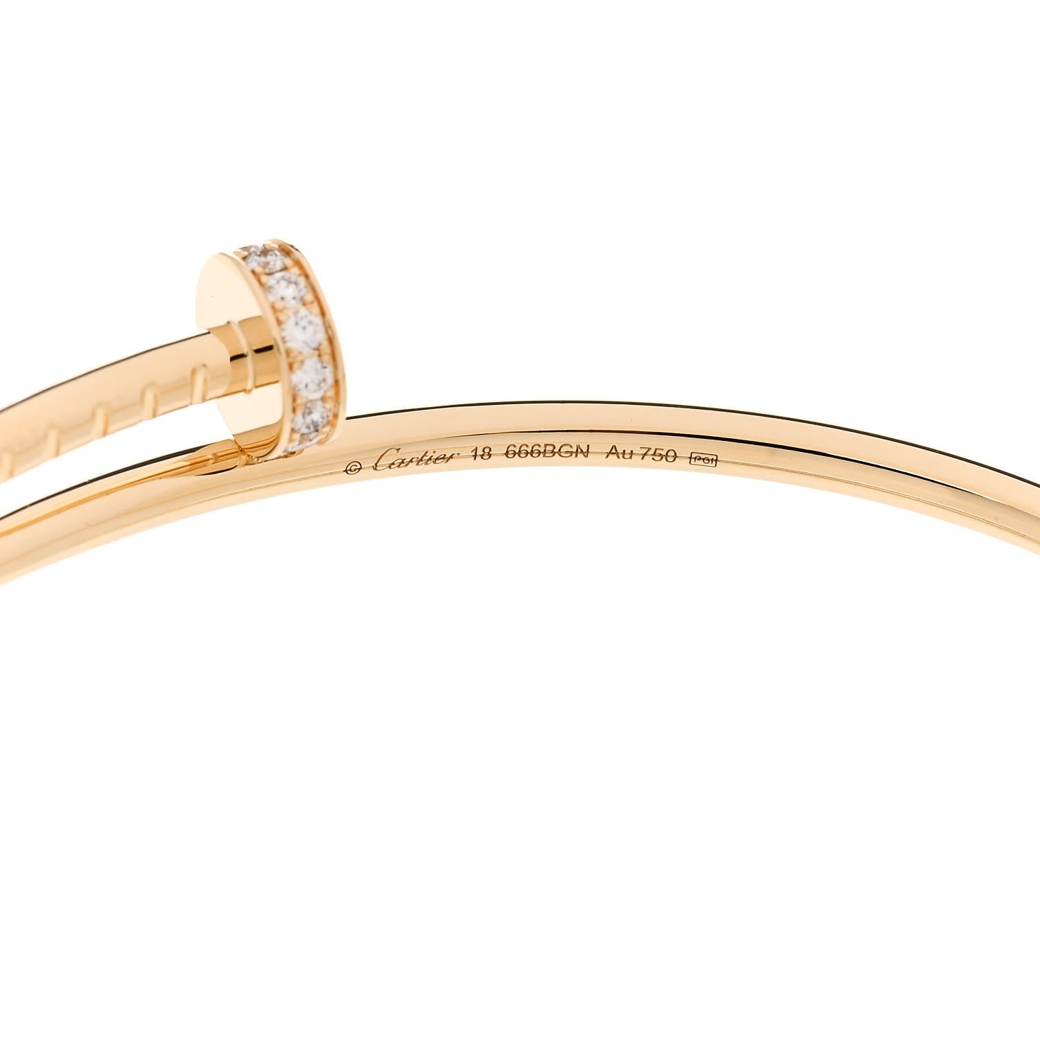 Cartier 18K Yellow Gold Diamond Small Juste Un Clou Bracelet 18 4 of 5