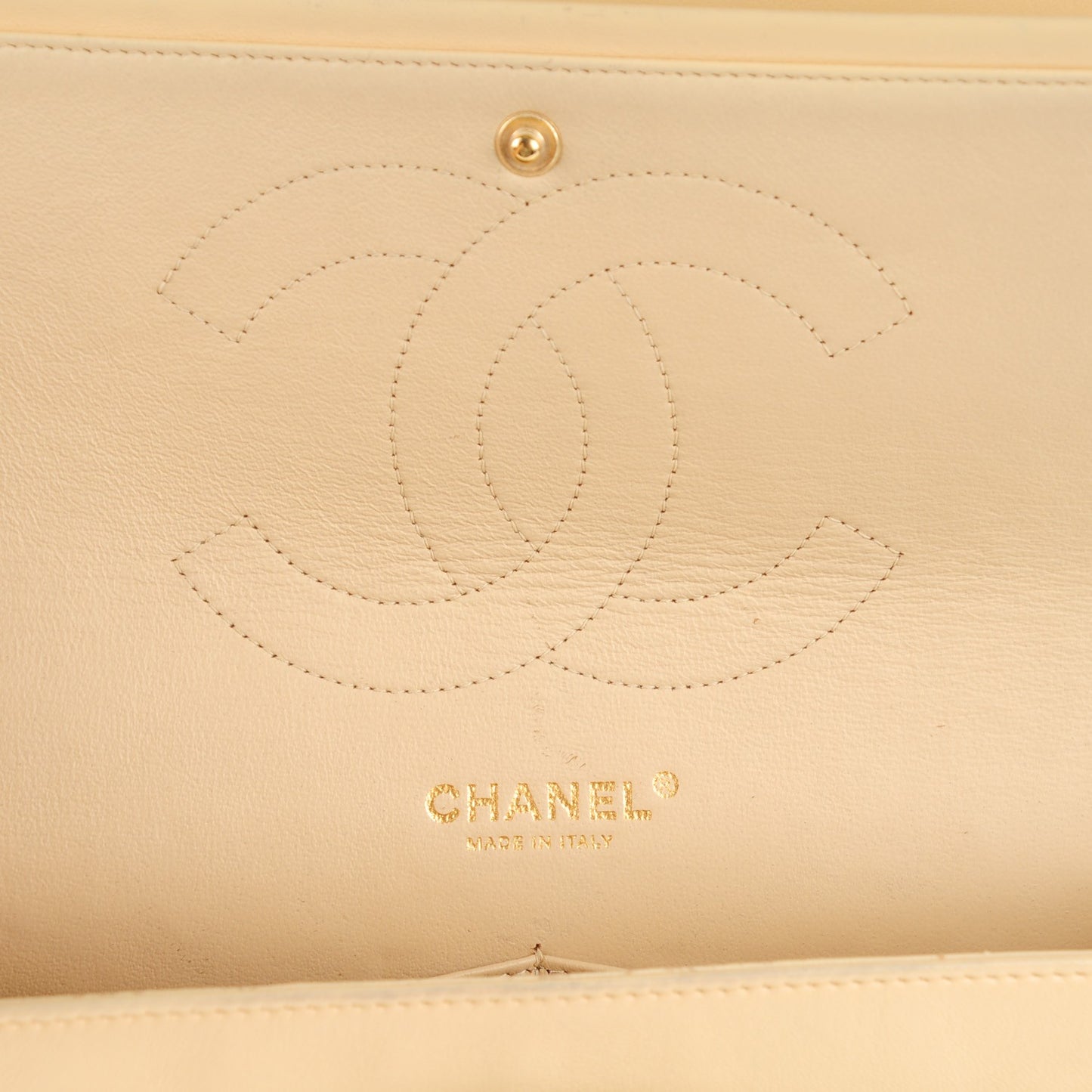 Lambskin Quilted Jumbo Double Flap Beige