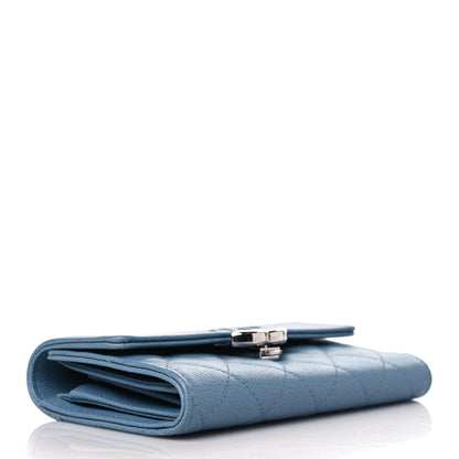 Chanel Grained Calfskin Quilted CC Box Flap Wallet Light Blue 3 of 11