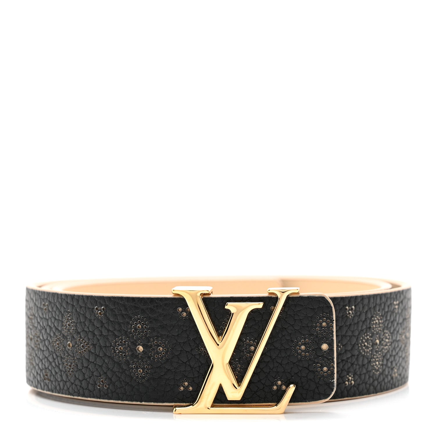 Louis Vuitton Taurillon Calfskin 35mm LV Initiales Belt 90 36 Black Creme 1 of 6