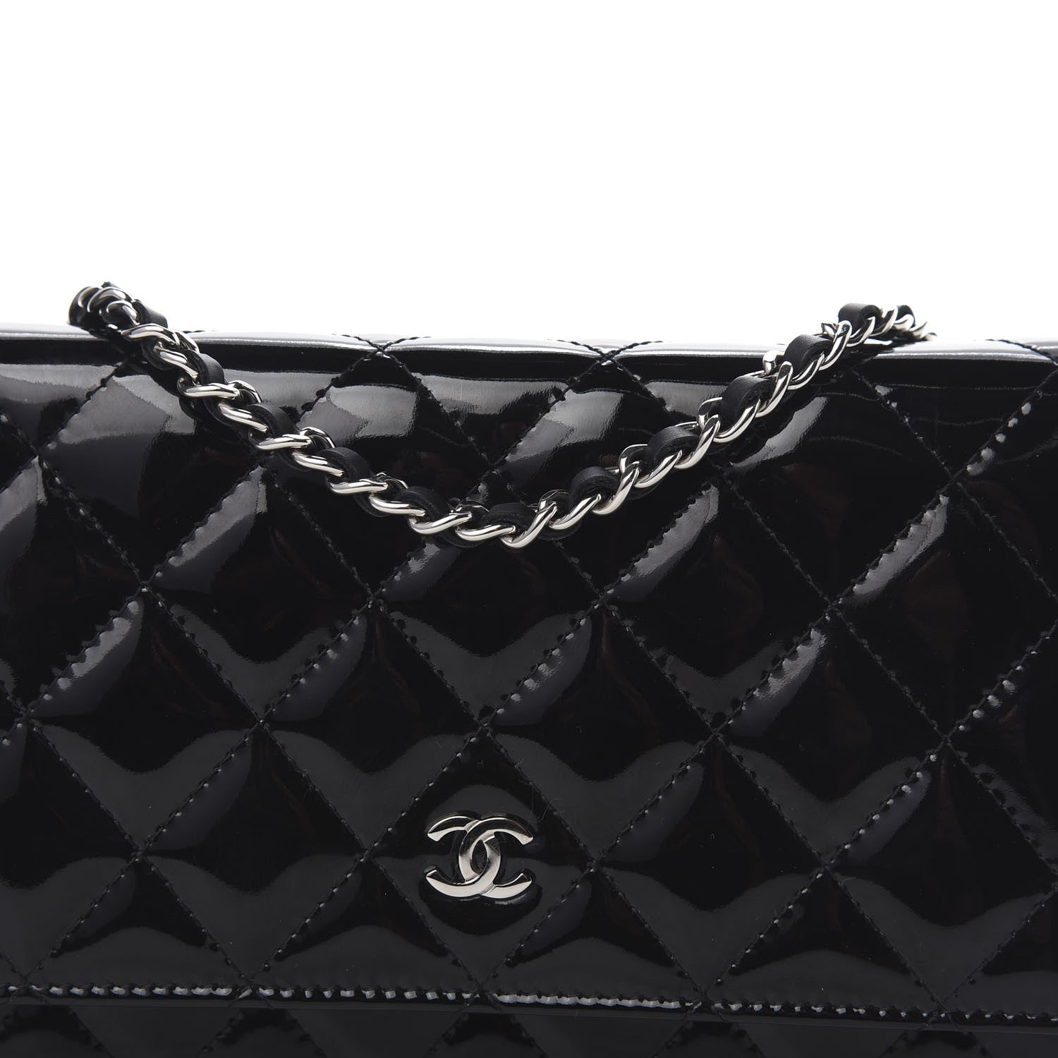 Chanel Patent Quilted Wallet On Chain WOC Black 11 of 11