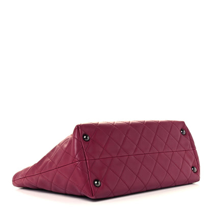 Chanel Calfskin Quilted Small Shopping In Chains Tote Dark Pink 4 of 10