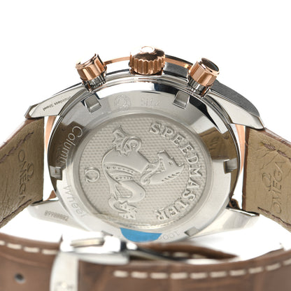 Omega Stainless Steel 18K Sedna Gold Alligator Diamond Bezel 38mm Speedmaster Chronograph Automatic Watch Brown 324.28.38.50.02.002 4 of 5