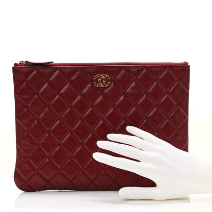 Chanel Lambskin Quilted Chanel 19 Medium Cosmetic Case Burgundy 2 of 7