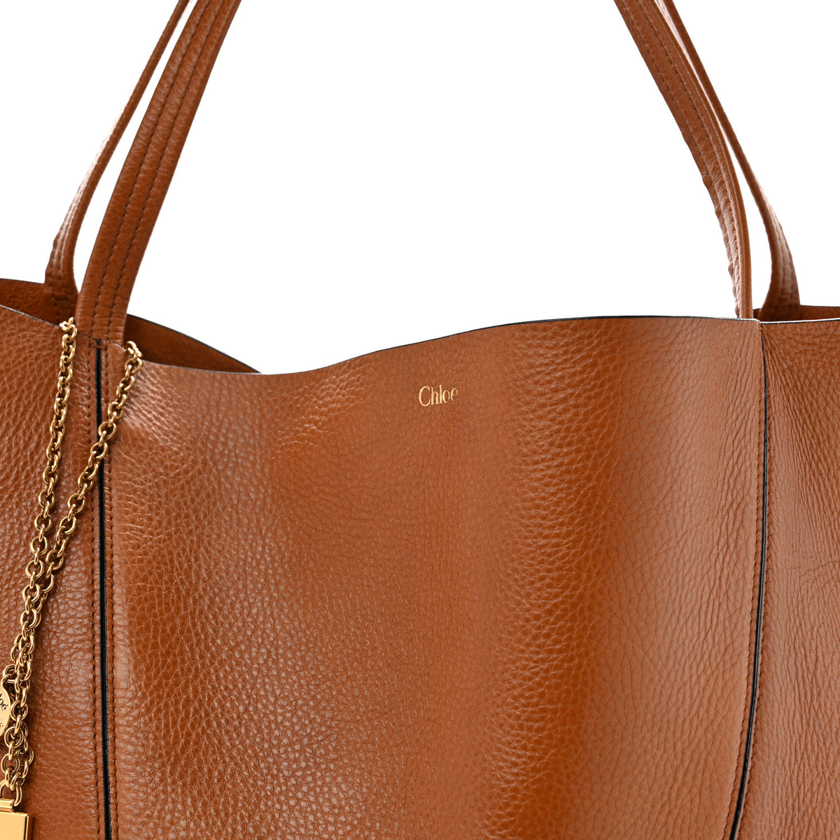 Grained Calfskin Medium Spin Tote Clay Brown