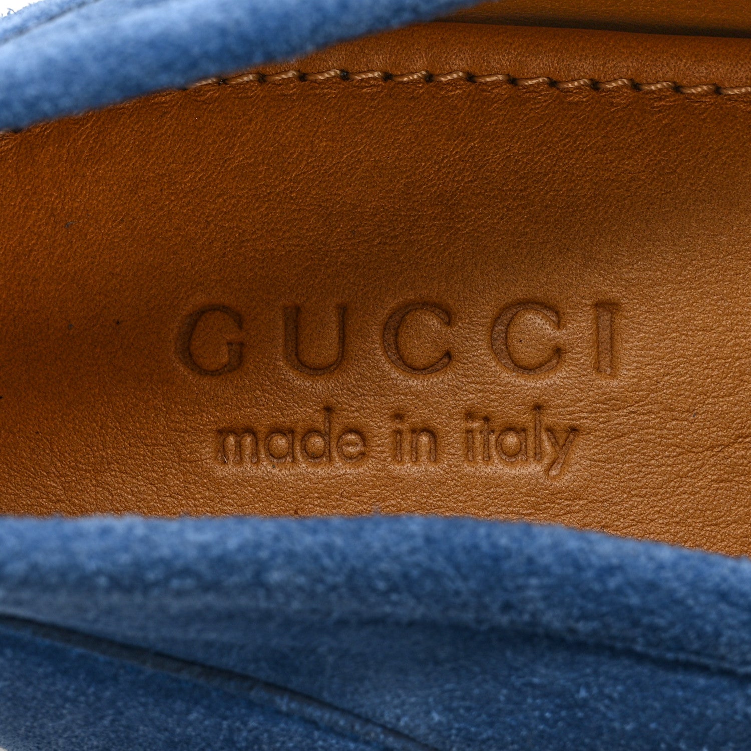 Gucci Suede Horsebit Mens Jordaan Loafers 8.5 Clear Blue 6 of 9