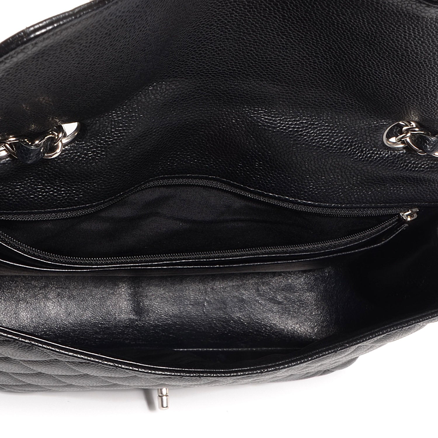 Chanel Caviar Quilted Jumbo Single Flap Black 6 of 9