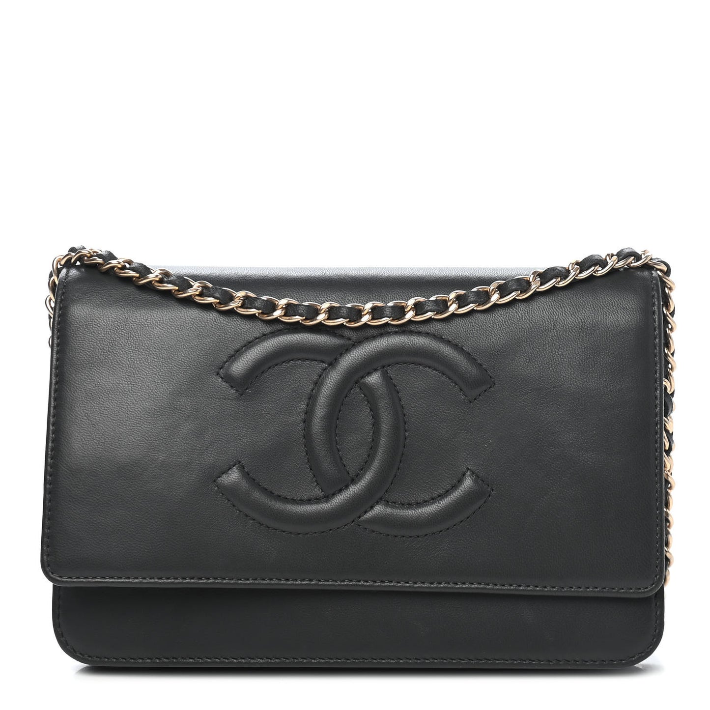 Lambskin Timeless CC Wallet On Chain WOC Grey