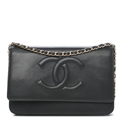 Chanel Lambskin Timeless CC Wallet On Chain WOC Grey 1 of 12