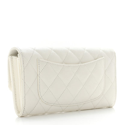 Chanel Caviar Quilted Large Gusset Flap Wallet White 3 of 8