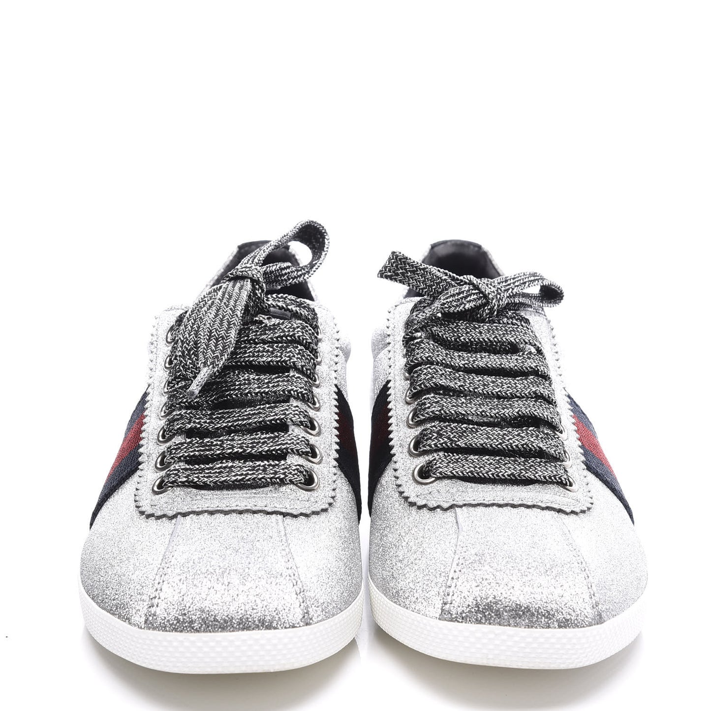 Glitter Fabric Studded Web Womens Sneakers 36 Silver