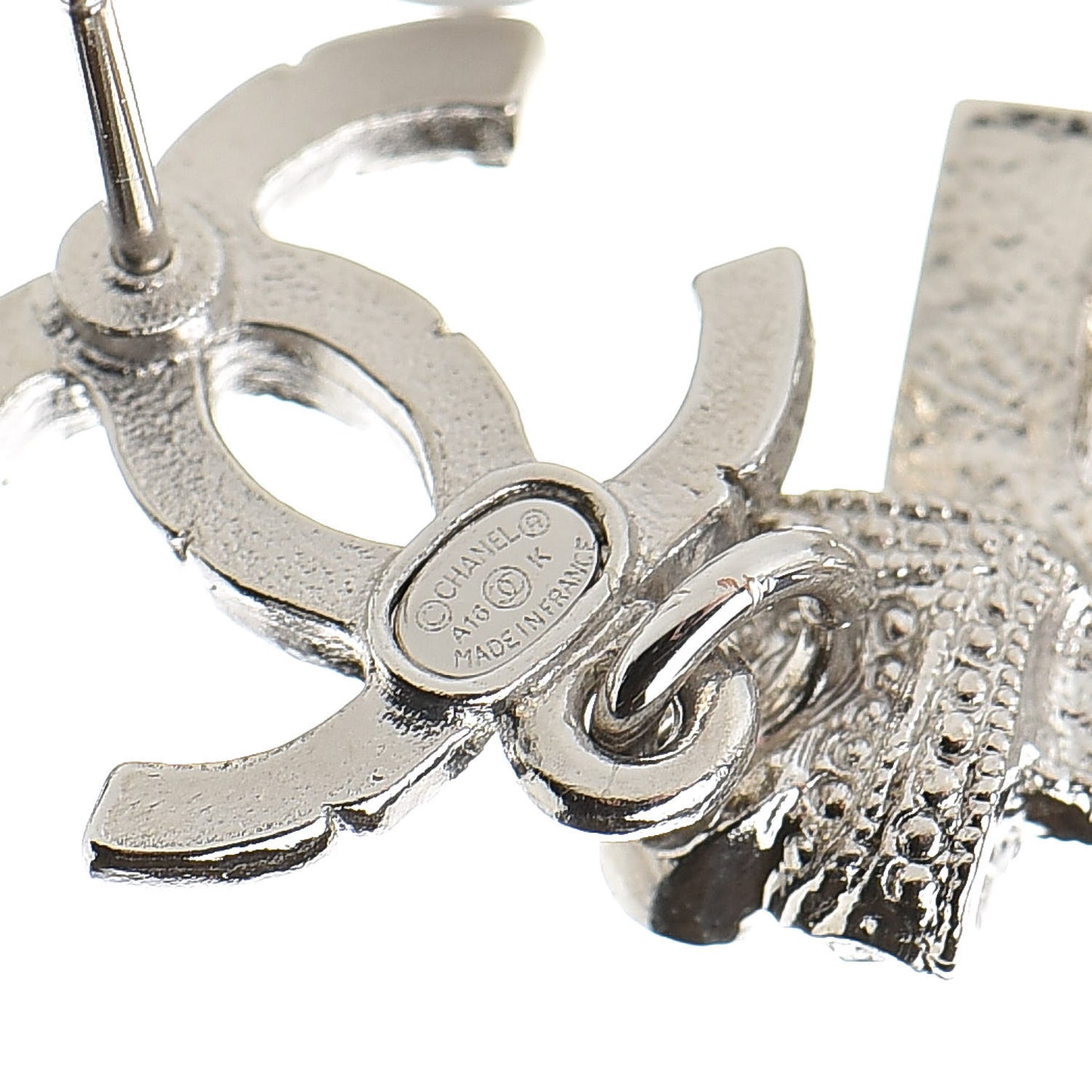 Crystal CC Drop Earrings Silver