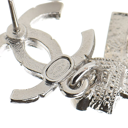 Chanel Crystal CC Drop Earrings Silver 4 of 5