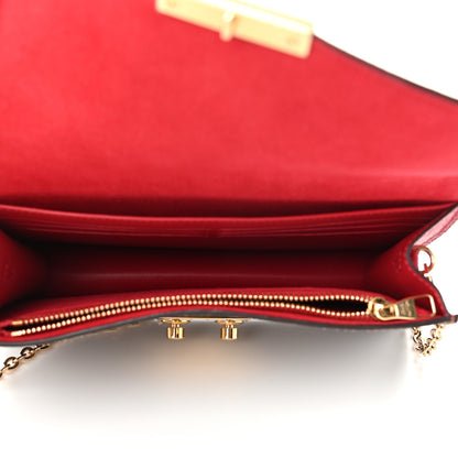 Louis Vuitton Damier Ebene Croisette Chain Wallet Scarlet 5 of 10