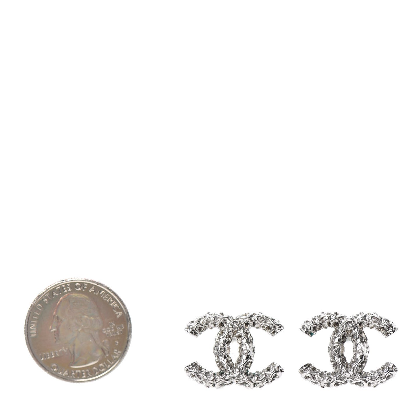Textured CC Earrings Silver
