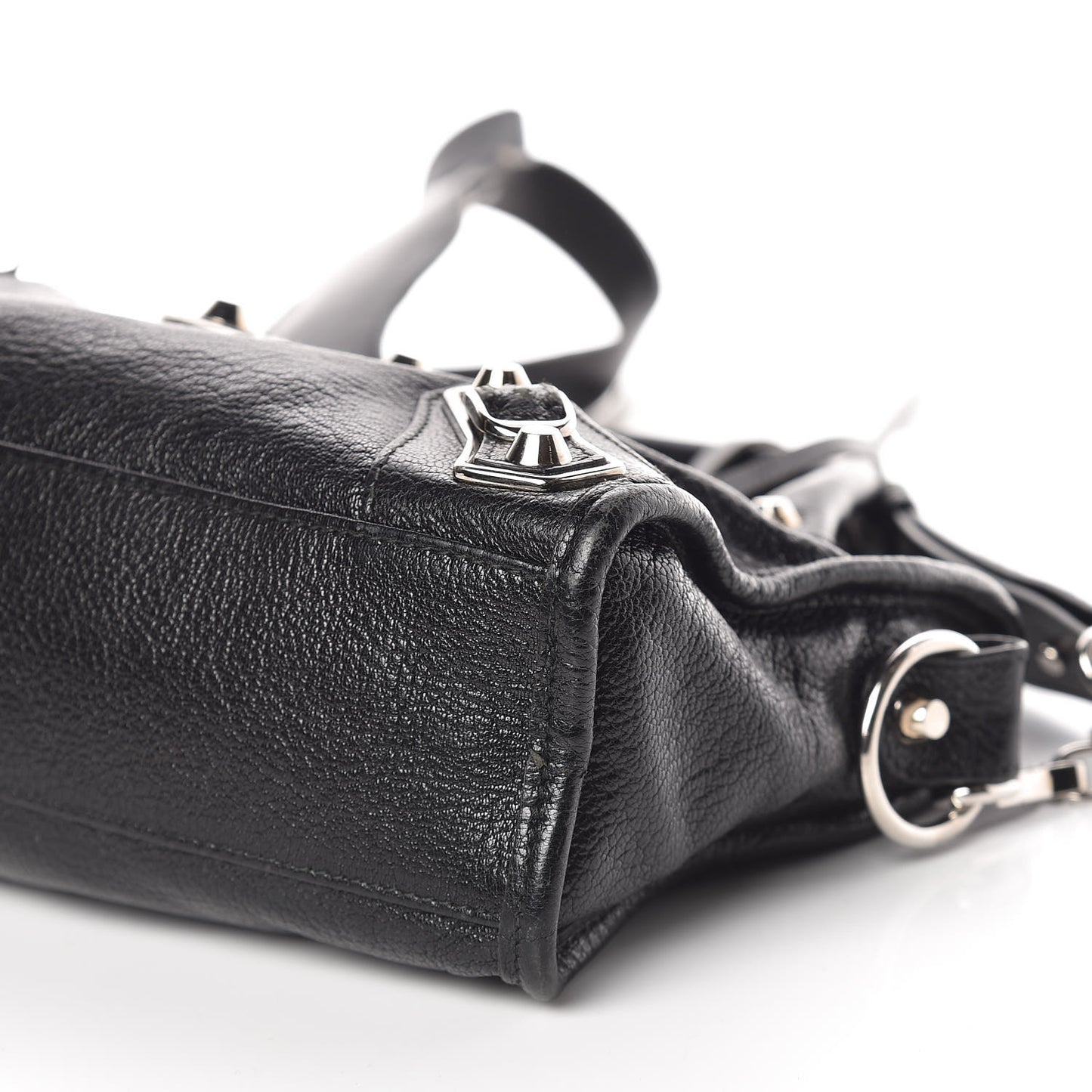 Chevre Silver Metallic Edge Hardware Mini City Black