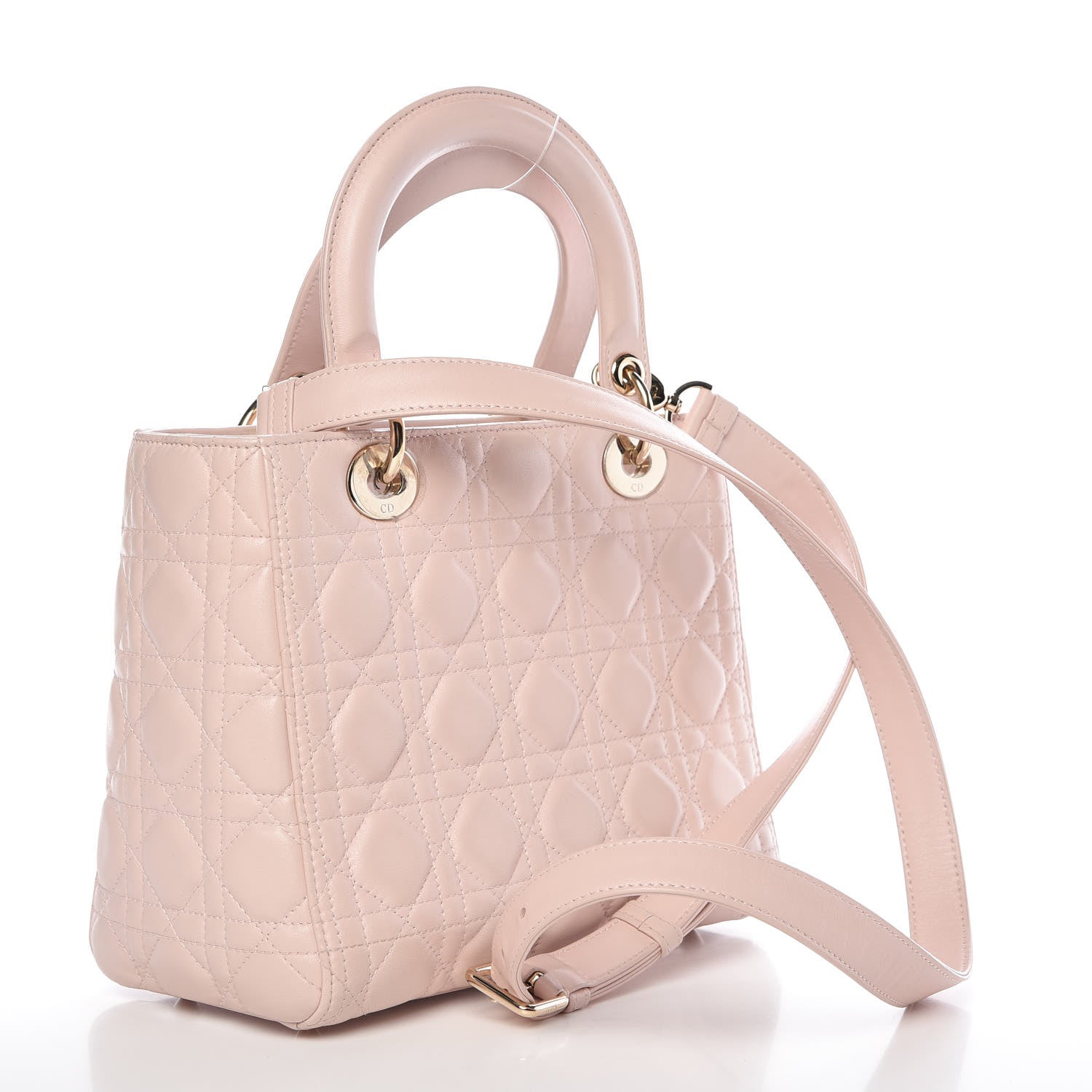 Christian Dior Lambskin Cannage Medium Lady Dior Light Pink 3 of 17