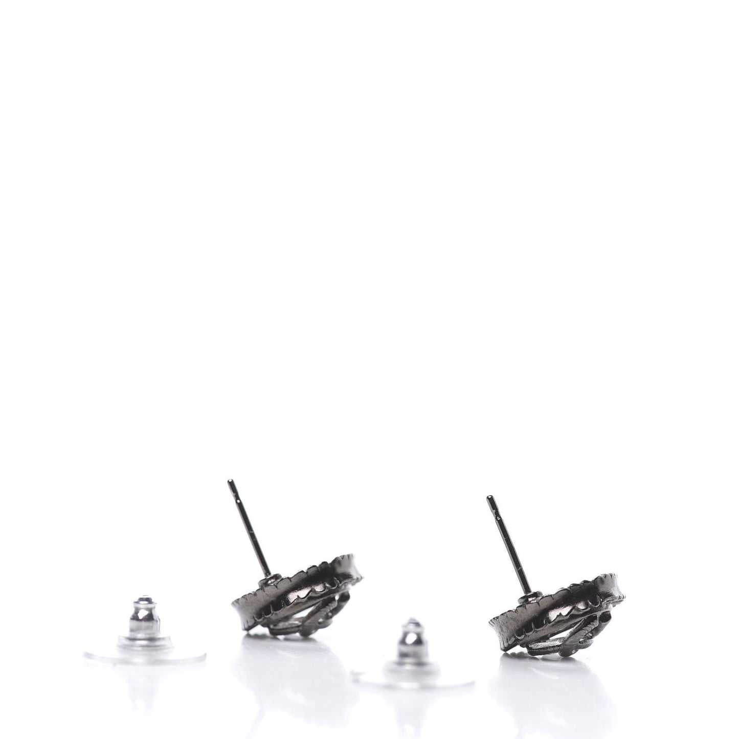 Ruthenium Crystal CC Round Earrings Silver