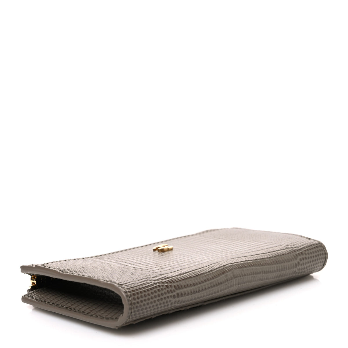 Chanel Calfskin Lizard Embossed Zip Card Holder Dark Khaki 4 of 8