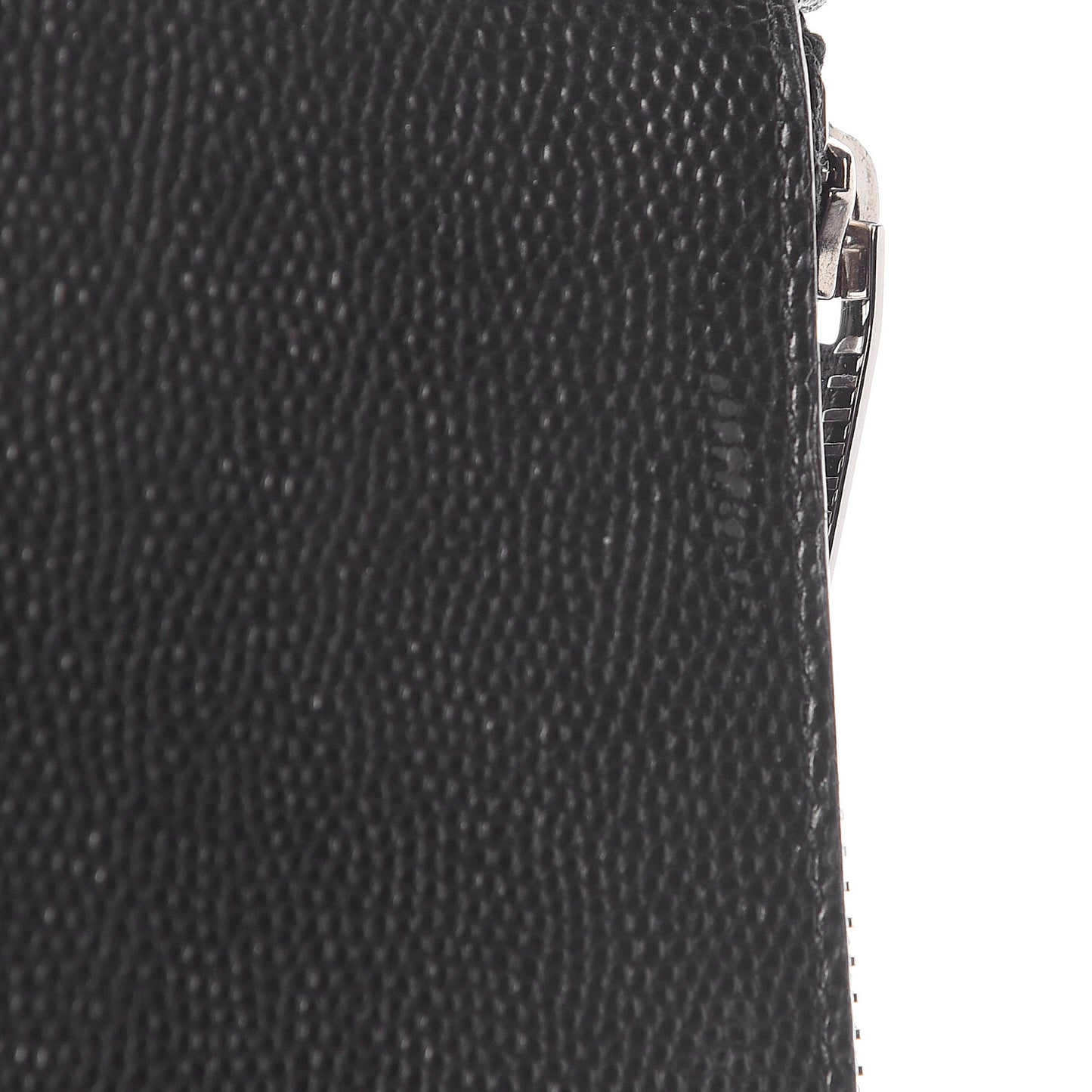 Grained Calfskin 5 Fragments Zip Pouch Card Holder Black