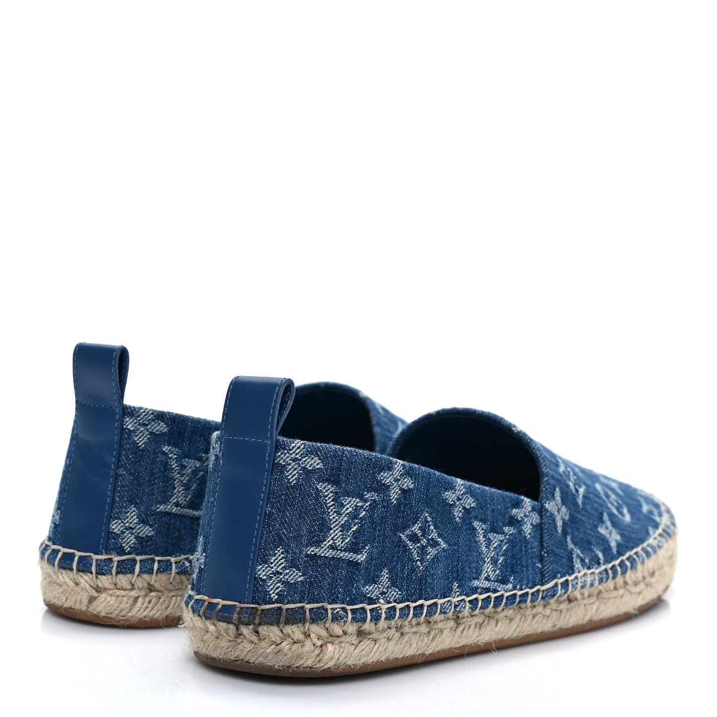Monogram Denim Starboard Espadrille Flats 38.5 Blue
