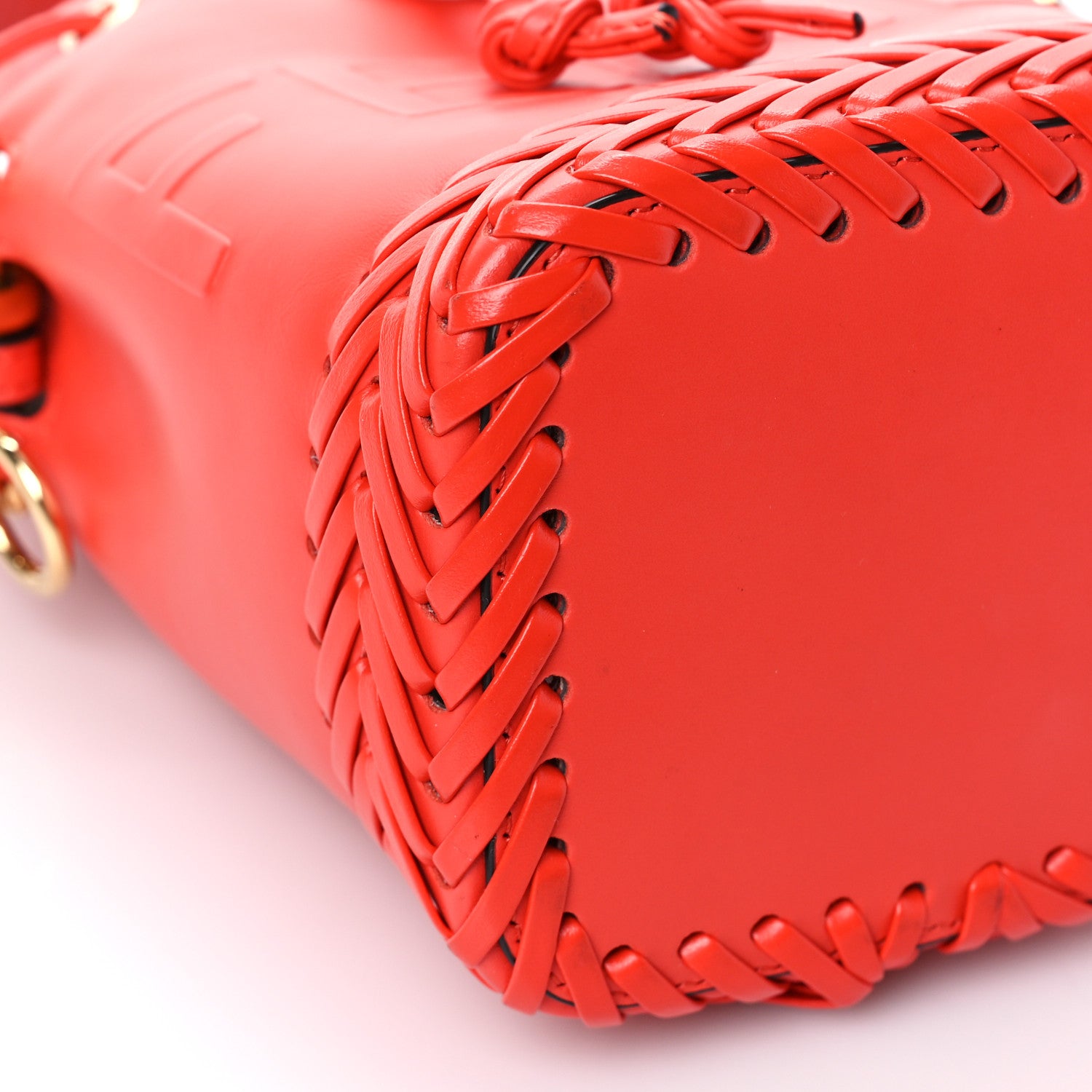 Fendi Vitello King Ceylon Logo Embossed Woven Mini Mon Tresor Bucket Bag Tulipano 7 of 8