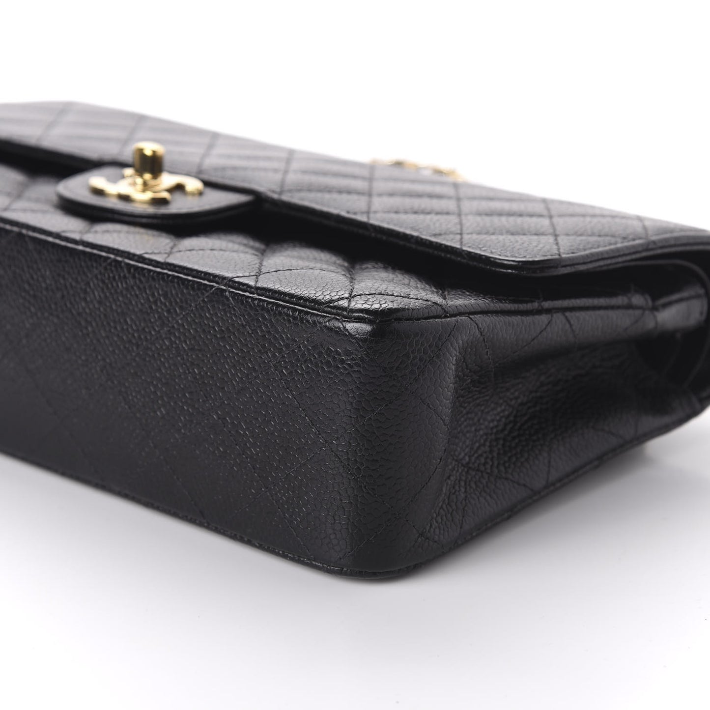 Caviar Quilted Medium Double Flap Black