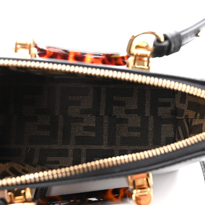 Fendi Vitello King Plexiglass Logo Embossed Mini By The Way Top Handle Boston Bag Black 5 of 11