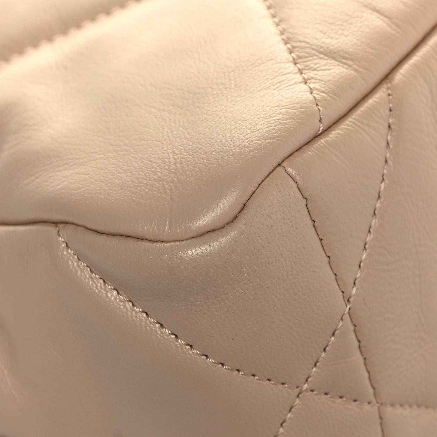 Shiny Goatskin Quilted Medium Chanel 19 Flap Beige
