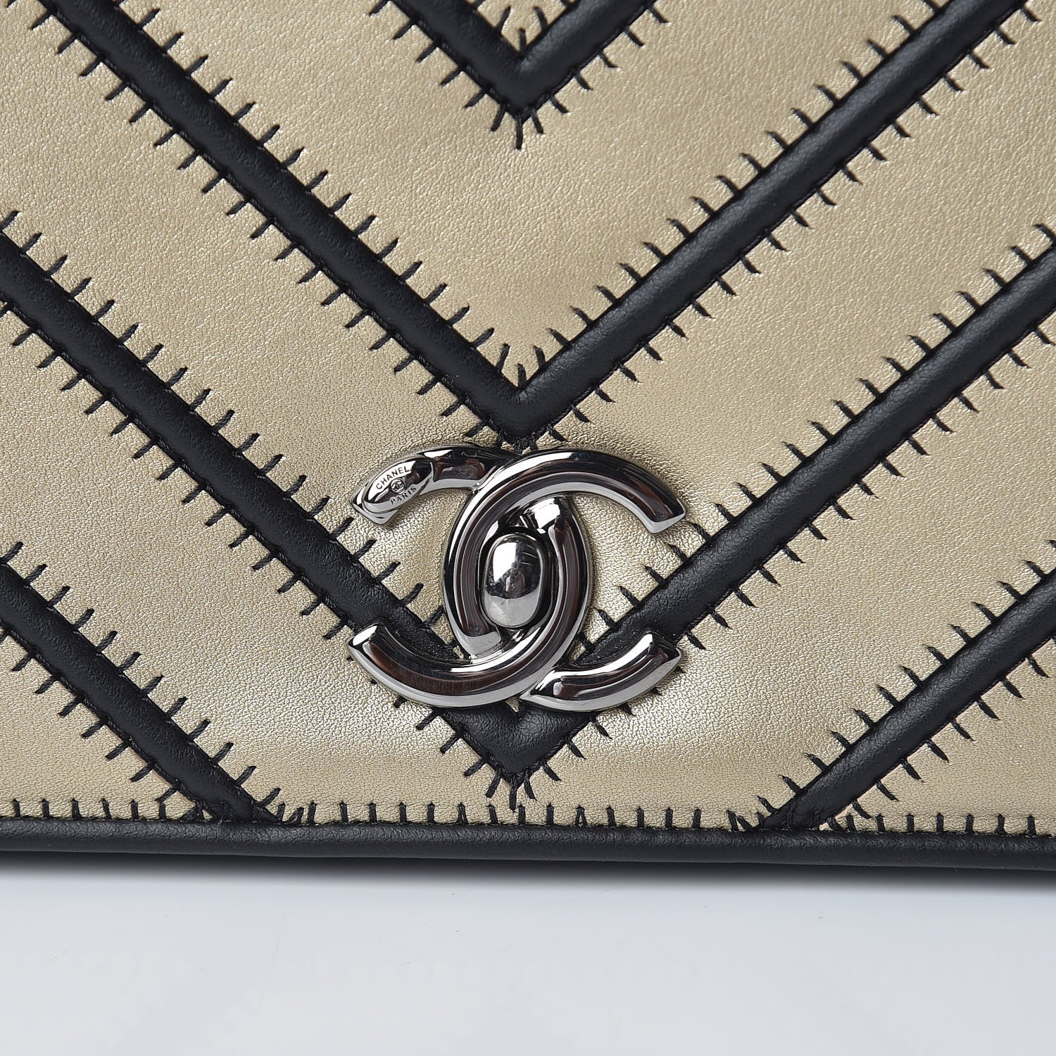 Chanel Lambskin Chevron Quilted Small Couture Flap Black Gold 10 of 10